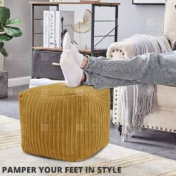 EONLION Mustard Beanbag Ottoman Footstools - Size: 100 cm - thumbnail 3