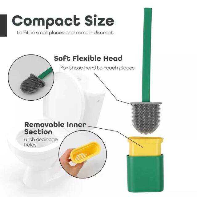 KORVIXA Green Toilet Brush Cleaning Holder Base Set - image 1