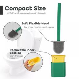 KORVIXA Green Toilet Brush Cleaning Holder Base Set