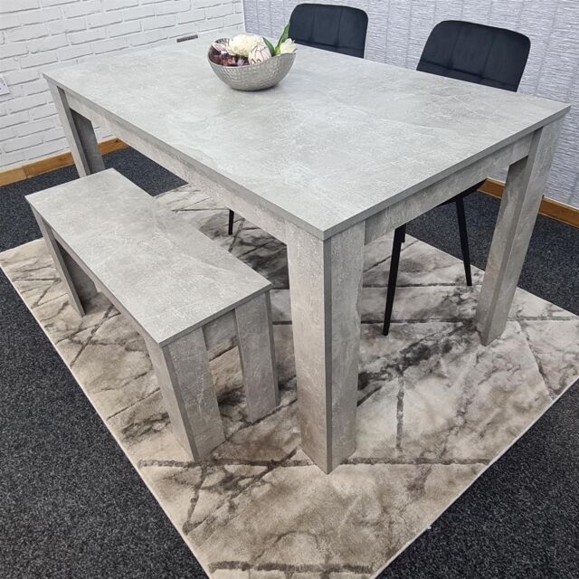 KOSY KOALA Modern Grey Dining Table Set with 2 Black Velvet Chairs & 1 Bench Dining Room Furniture in Brown - image 1