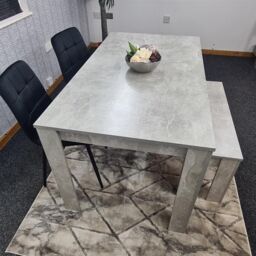 KOSY KOALA Modern Grey Dining Table Set with 2 Black Velvet Chairs & 1 Bench Dining Room Furniture in Brown - thumbnail 7