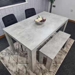 KOSY KOALA Modern Grey Dining Table Set with 2 Black Velvet Chairs & 1 Bench Dining Room Furniture in Brown - thumbnail 6