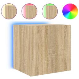 Berkfield Home TV Wall Cabinets with LED Lights 2 pcs Sonoma Oak 40.5x35x40 cm in Tan - thumbnail 6