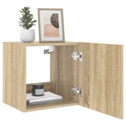Berkfield Home TV Wall Cabinets with LED Lights 2 pcs Sonoma Oak 40.5x35x40 cm in Tan - thumbnail 5