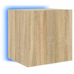 Berkfield Home TV Wall Cabinets with LED Lights 2 pcs Sonoma Oak 40.5x35x40 cm in Tan - thumbnail 7