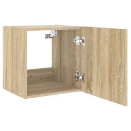 Berkfield Home TV Wall Cabinets with LED Lights 2 pcs Sonoma Oak 40.5x35x40 cm in Tan - thumbnail 9