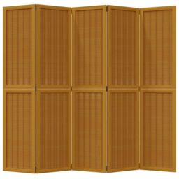 Berkfield Home Room Divider 5 Panels Brown Solid Wood Paulownia - thumbnail 4