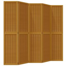Berkfield Home Room Divider 5 Panels Brown Solid Wood Paulownia - thumbnail 2