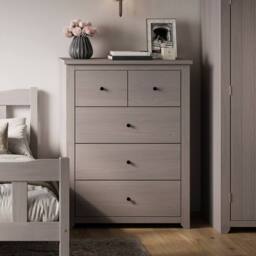 Lemon Pavilion Furniture Havana 3+2 Chest of Drawers - Pine/Metal - L39xW90xH120 cm in Grey - thumbnail 4