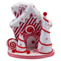 VFM e-Store Christmas Candy Cane House Decoration 28cm x 26cm White X 1 - Size: 28 cm x 26 cm - thumbnail 1