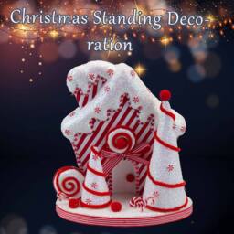 VFM e-Store Christmas Candy Cane House Decoration 28cm x 26cm White X 1 - Size: 28 cm x 26 cm - thumbnail 3
