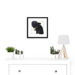 Artery8 Schouman Head Cockatoo Parrot Bird Drawing 8X8 Inch Square Wooden Framed Wall Art Print Picture with Mount in Black - thumbnail 2