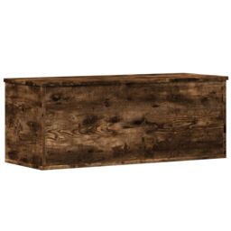 Berkfield Home Storage Box Smoked Oak 90x35x35 cm Engineered Wood in Brown - Size: 90 x 35 x 35 cm - thumbnail 2