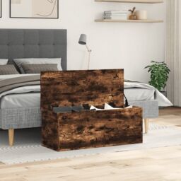 Berkfield Home Storage Box Smoked Oak 90x35x35 cm Engineered Wood in Brown - Size: 90 x 35 x 35 cm - thumbnail 3