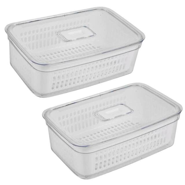 Havendro 2PCS 3.6L Fridge Organiser Container Basket Food Fruit Storage Box in Clear - image 1