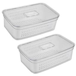 Havendro 2PCS 3.6L Fridge Organiser Container Basket Food Fruit Storage Box in Clear - thumbnail 1