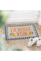 KDMD Blue La Dolce Vita Doormat - Bright Lemon Welcome for Porch - Size: Medium - thumbnail 1