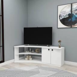 "Destina Home Termera Corner TV Stand Reversible Entertainment Center for 60"" TVs in White - Size: 1 Pack" - thumbnail 3