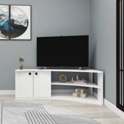 "Destina Home Termera Corner TV Stand Reversible Entertainment Center for 60"" TVs in White - Size: 1 Pack" - thumbnail 4
