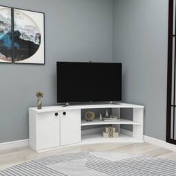 "Destina Home Termera Corner TV Stand Reversible Entertainment Center for 60"" TVs in White - Size: 1 Pack" - thumbnail 2