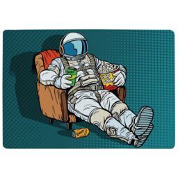 Benjamin Tate Design Loneliness In Space. Pop Art Retro Designer Rug in Natural - Size: Large - thumbnail 1