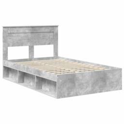 Berkfield Home Bed Frame with Headboard Concerte 120 x 190 cm Solid Pine Wood in Grey - thumbnail 4