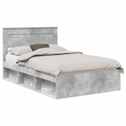 Berkfield Home Bed Frame with Headboard Concerte 120 x 190 cm Solid Pine Wood in Grey - thumbnail 2
