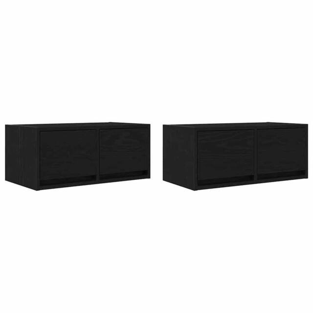 Berkfield Home TV Cabinets 2 pcs Black Oak 60x31x25.5 cm Engineered Wood - image 1