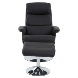 Orsina Luxurious Black Leather Effect Reclining Chair & footstool, Easy to Clean Leather Chair, Comfy Footstool - thumbnail 4