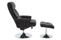 Orsina Luxurious Black Leather Effect Reclining Chair & footstool, Easy to Clean Leather Chair, Comfy Footstool - thumbnail 2