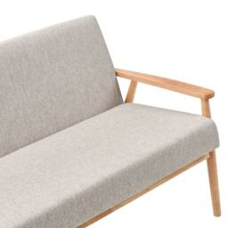 Wyld and Coco Retro 2-Seater Sofa Grey and Light Brown Polyester with Wooden Frame - thumbnail 7