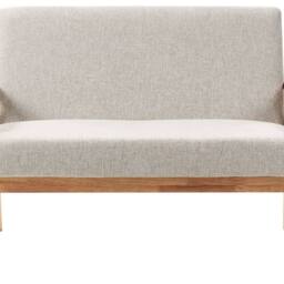 Wyld and Coco Retro 2-Seater Sofa Grey and Light Brown Polyester with Wooden Frame - thumbnail 2