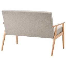 Wyld and Coco Retro 2-Seater Sofa Grey and Light Brown Polyester with Wooden Frame - thumbnail 5