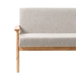 Wyld and Coco Retro 2-Seater Sofa Grey and Light Brown Polyester with Wooden Frame - thumbnail 6