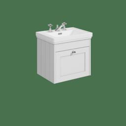 Balterley 500mm Wall Hung 1 Drawer Unit with Classic Basin 3TH - Satin White