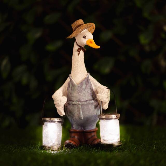 Marco Paul Solar Light Duck with Lanterns Garden Ornament - image 1