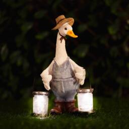 Marco Paul Solar Light Duck with Lanterns Garden Ornament - thumbnail 1
