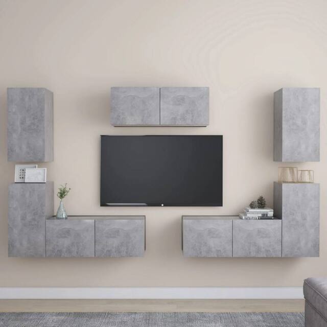 Berkfield Home 7 Piece TV Cabinet Set Concrete Grey Engineered Wood - image 1