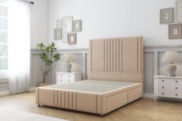 "Comfort Beds Royal Plush Divan Base 2 Drawers - 54"" Headboard-Footboard in Stone - Size: Small Single" - thumbnail 2