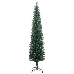 Berkfield Home Artificial Slim Christmas Tree 150 LEDs 120 cm in Green - thumbnail 3