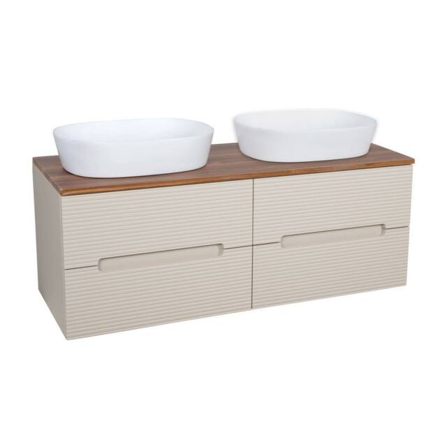 Bathroom Kingdom Monza Oatmeal & Walnut Fluted Wall Hung Vanity Basin 1200mm - image 1