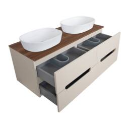 Bathroom Kingdom Monza Oatmeal & Walnut Fluted Wall Hung Vanity Basin 1200mm - thumbnail 2