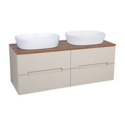 Bathroom Kingdom Monza Oatmeal & Walnut Fluted Wall Hung Vanity Basin 1200mm - thumbnail 1