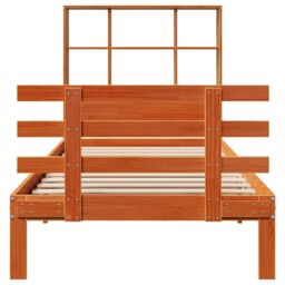 Berkfield Home Bookcase Bed without Mattress Wax Brown 100x200cm Solid Wood Pine - Size: 100x200 cm - thumbnail 4