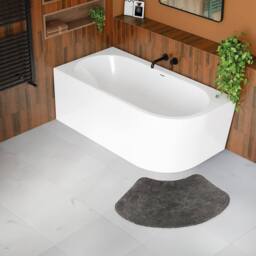 Allure Bath Fashions Curved Shower Mat 100% Cotton in Charcoal - thumbnail 4