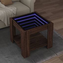 Berkfield Home Coffee Table with LED Brown Oak 53x53x45 cm Engineered Wood - Size: 53 x 53 x 45 cm - thumbnail 2