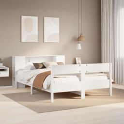 Berkfield Home Bookcase Bed without Mattress White 160x200cm Solid Wood Pine - Size: 160x200 cm - thumbnail 1