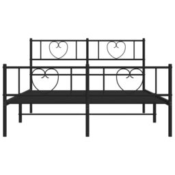 Berkfield Home Metal Bed Frame with Headboard & Footboard Black 150x200 cm King Size - thumbnail 5