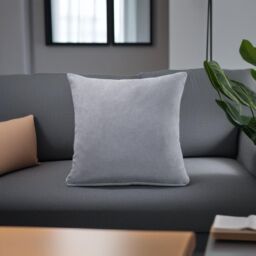 Luxury Living Velvet Chenille Cushion in Silver - Size: 55 cm x 55 cm - thumbnail 1