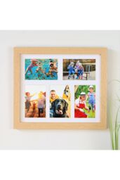 "MijMoj Design Five Aperture 6""x4"" Solid Natural Oak Photo Frame - Multi Photo Gallery Frame in Light Oak" - thumbnail 2